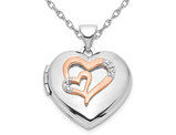 Heart Locket Pendant Necklace in Sterling Silver with Chain